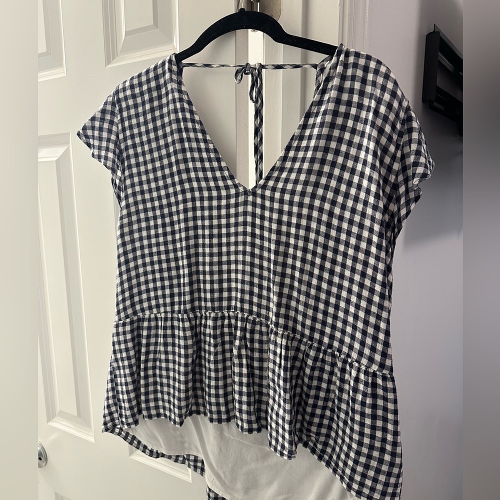 Abercrombie Navy Gingham Top
